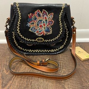 NWT Patricia Nash Provencal Escape Embroidery Arezzo Medium Saddle Bag Purse